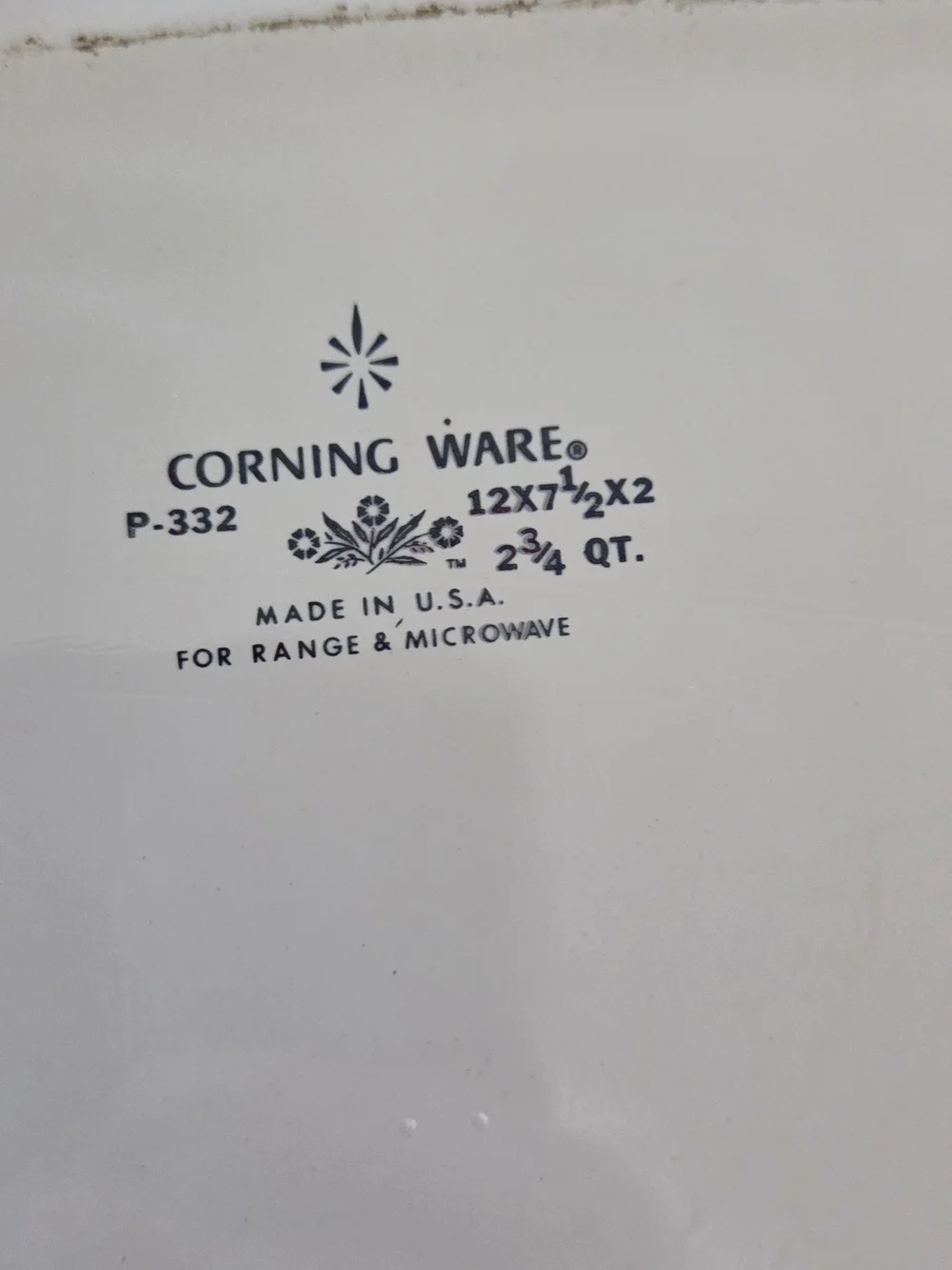 White Ceramic Baking Dish with Blue Floral Motif